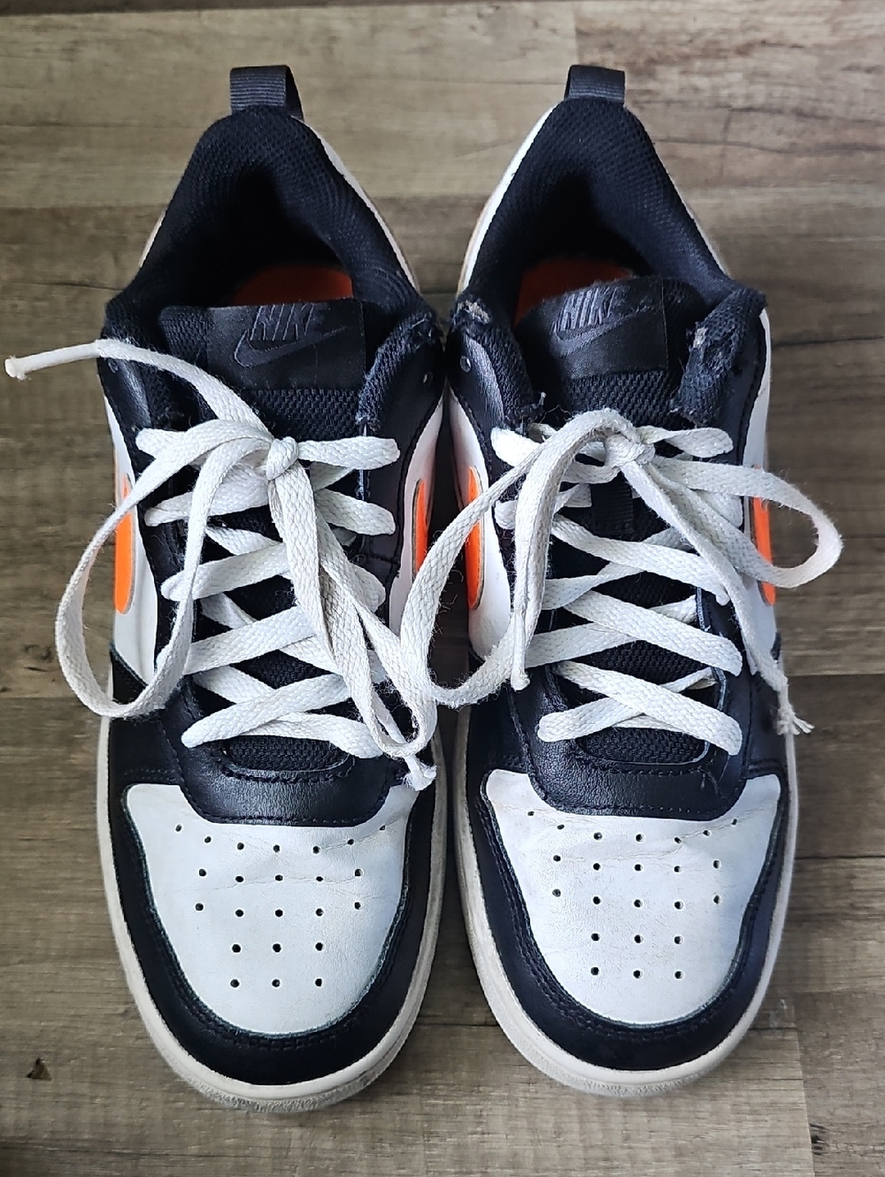 Nike Court Borough Low 2 Shoes BQ5448-115 Big Kids 7Y White/Black/Orange